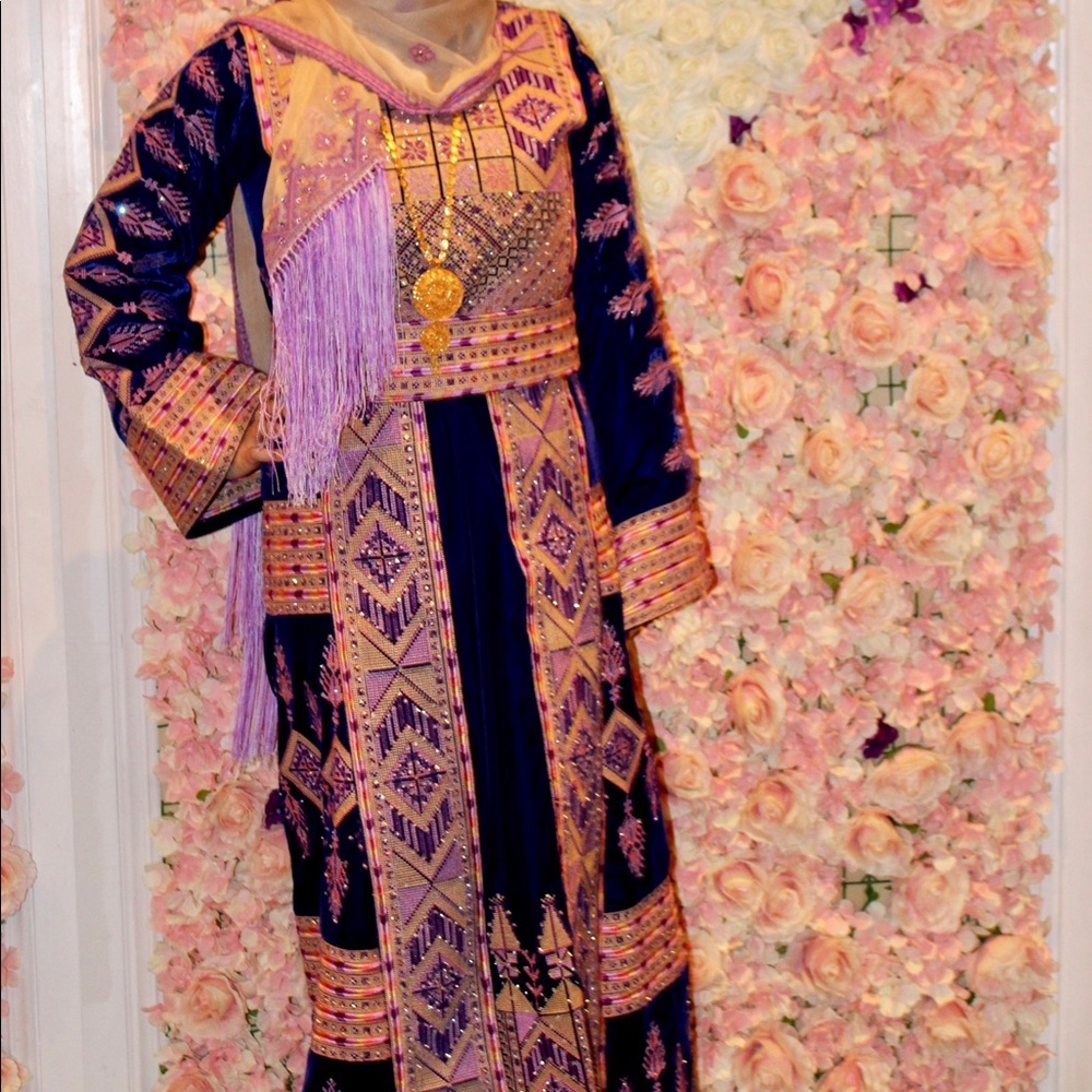 Velvet Embroidered Palestinian Dress